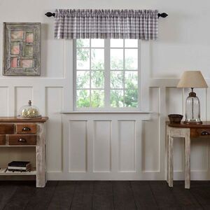 Country Grey Buffalo Plaid Cotton Window Valance…